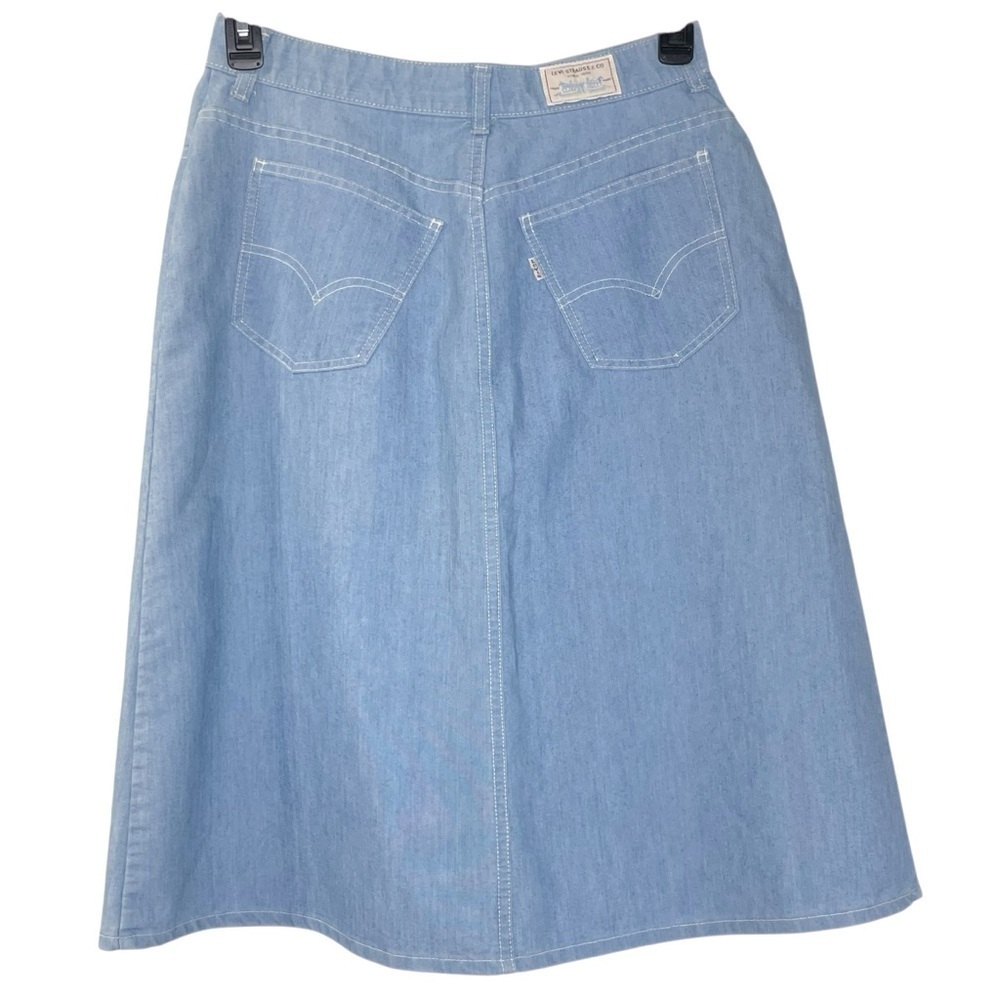 VTG 1970's Levi's white Tab| A Line Denim Skirt| snap Button| size 28 - Picture 4 of 10